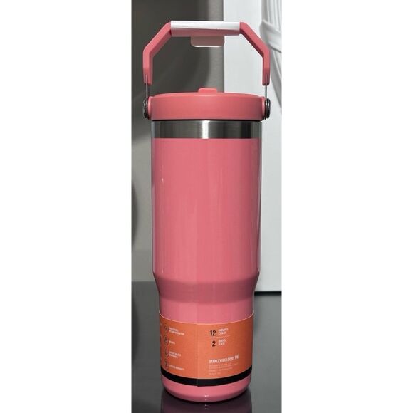 Stanley X e.l.f 30oz Stainless Steel IceFlow Flip Straw Tumbler -CORAL FIXATION - Picture 2 of 4